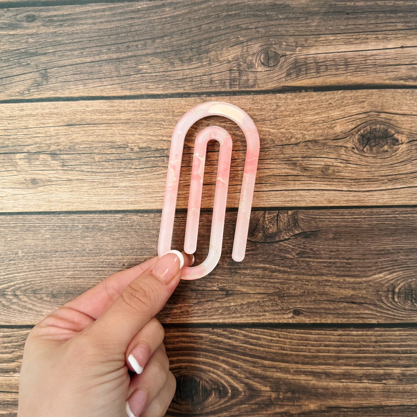 Pink Marble Paperclip Bookmark