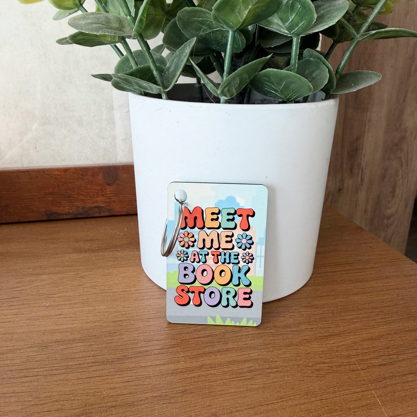 Meet Me at the Book Store Keychain