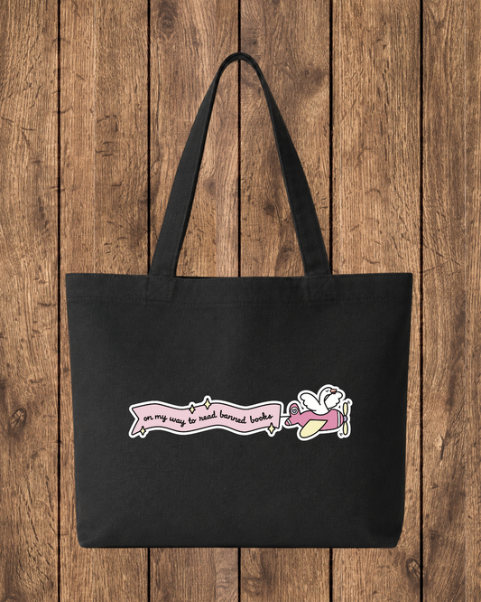 On My Way to Read Banned Books Tote Bag