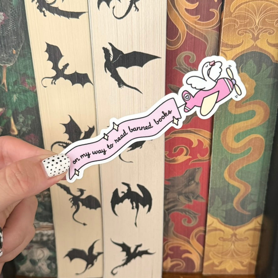 On My Way To Read Banned Books Sticker