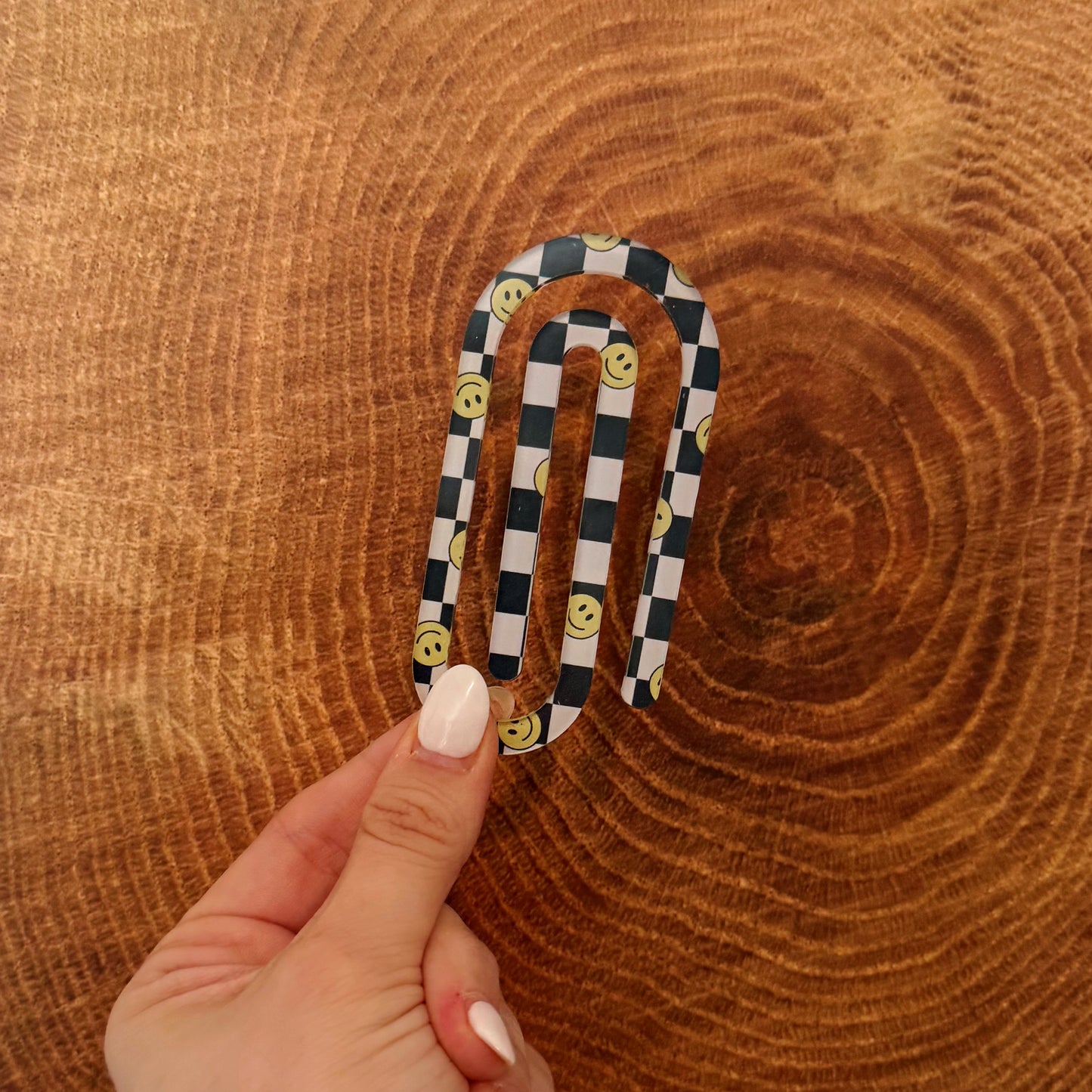 Checkered Smiley Paperclip Bookmark