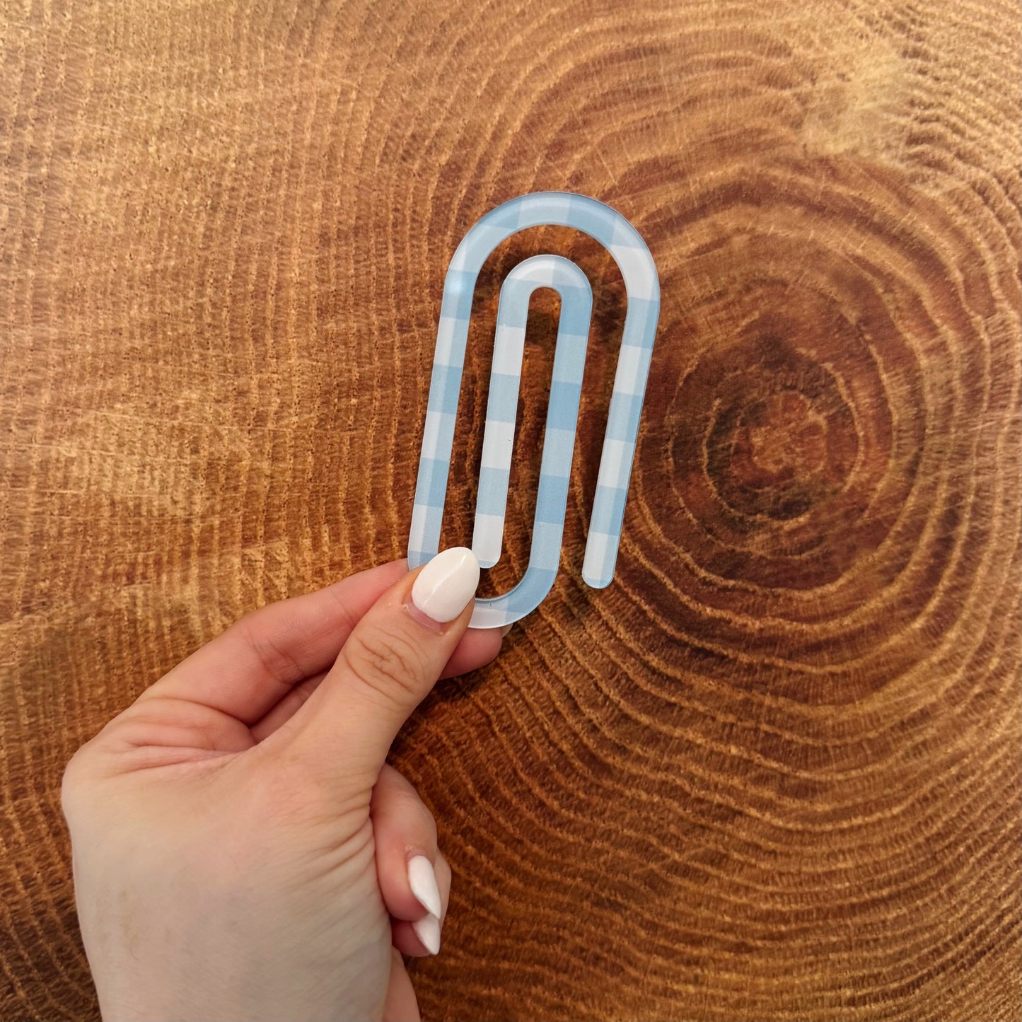 Blue Plaid Paperclip Bookmark