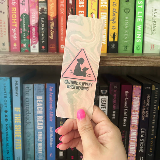 Caution: Slippery When Reading Classic Bookmark